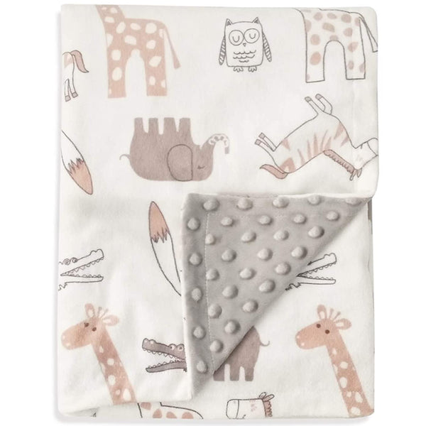 BORITAR Baby Blanket, Soft Minky with Double Layer Dotted Backing, Lovely Animals, 30 x 40 Inch