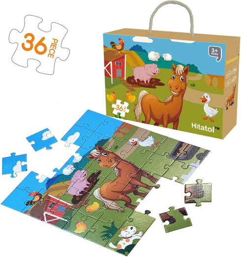 Floor Puzzle for Kids - Animal Jigsaw Large 36 Piece Horse Puzzle for Toddler Ages 3+, Educational Toys Gift