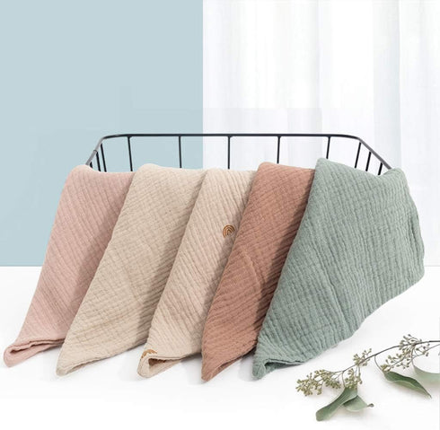 Nisstiiv 5 Pack, GGBHN09 Baby Washcloths Muslin Cotton Face Towels, Burp Cloth, Saliva Towel, Handkerchief for Newborns