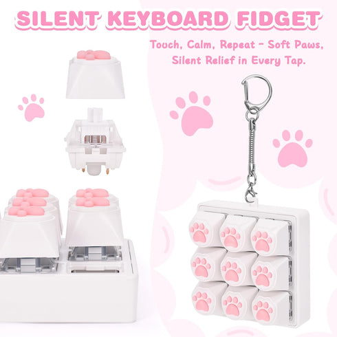 Netholid Cat Paw Keyboard Fidget Toys for Adults Clicky Keycap Clicker Keychain for Autism ASMR Work Stress Relief ADHD