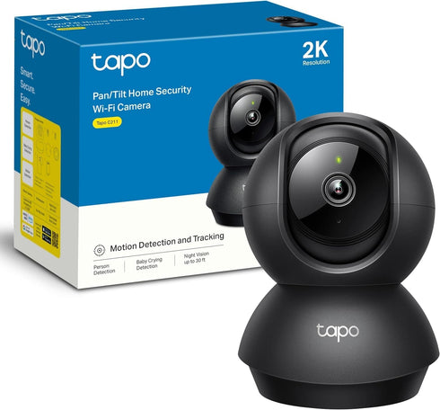 Tapo 2K 2-Way C211 Indoor Pan/Tilt Wired Security Camera - Works as a Baby Monitor & Pet Camera, Motion Detection