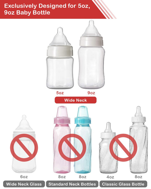 4 Pack 5oz 9oz Baby Bottle Handles for Evenflo Wide Neck & Baby Bottle, Bottle Holder for Newborn