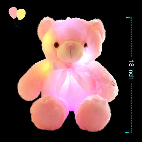 LED Teddy Bears Stuffed Animals - Cute Glow Bear Plush Toys, Colorful Luminous Light Up Doll Gifts (Pink, 18 inch)