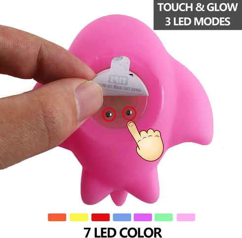 CHIMAGER 6 Packs Set, Swimming No Hole Boat Bath Toy Light up Changing Color in Water, Floating Rubber Bathtub Toys