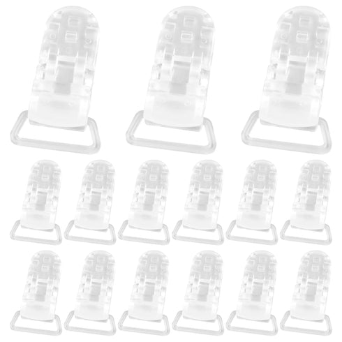 15pcs Environmental Plastic Pacifier Holder Clips, Transparent Suspender Clips for DIY Teething Toys and Baby Blankets