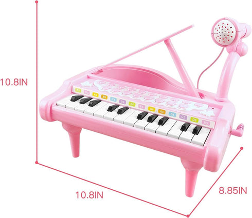 24 1 2 3 4 5 (24 Love&Mini Piano Keyboard Toys for Girls - Keys Toddler Piano Music Toy Instruments with MicrophonePink