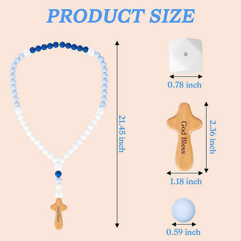 DGB Communion Silicone Baby Rosary with Cross, Baptism Gift Baby Rosary Teether for Boy Girl Kids, My First Rosary