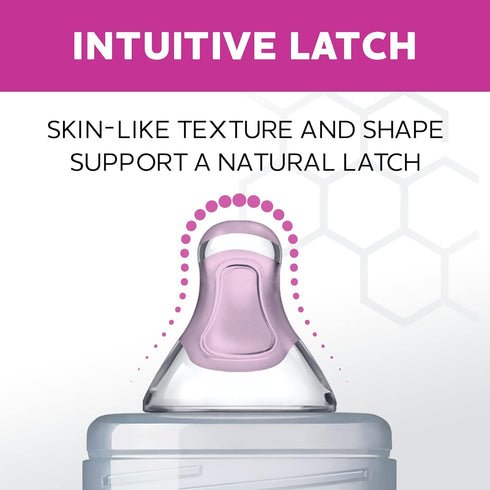 2 3+ 100% 2-Pack Chicco Duo Glass-Lined Baby Bottle Intui-Latch Nipple with Anti-Colic Valve, Stage Medium Flow
