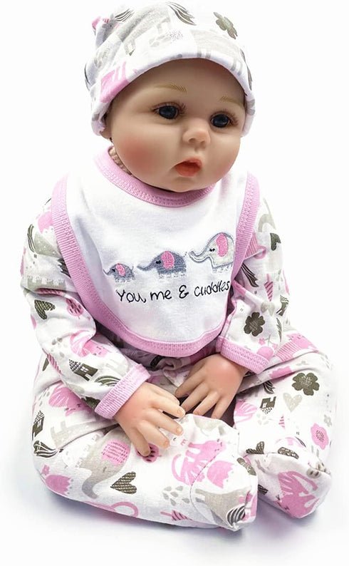 Reborn Baby Girl Doll Clothes 22 inch Newborn Outfits Accessories Elephant 5 Piece Set for 20-22 inch Reborn Doll