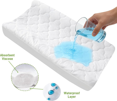 DMS PROTECTOR 2 Pack, Waterproof Changing Pad Cover Quilted Viscose Fitted Diaper Chang Table Cover, Soft Changing Pad