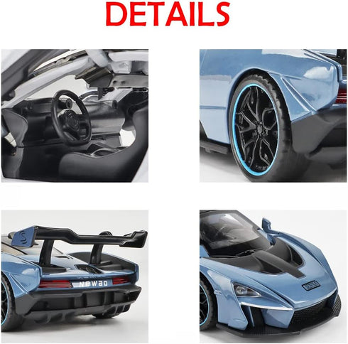iPariser Alloy Collectible Blue Senna Toy Vehicle Pull Back DieCast Car Model with Lights and Sound