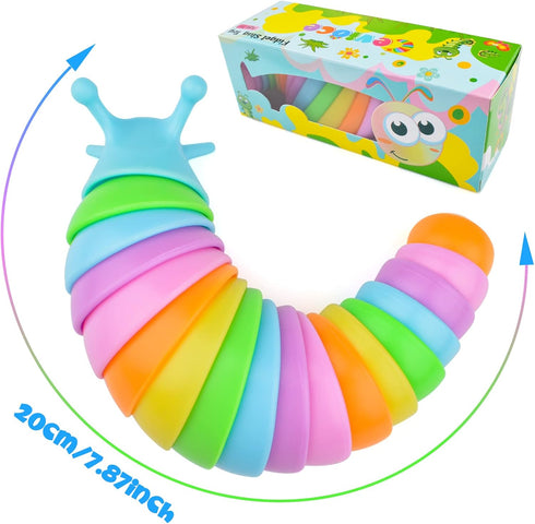 Cevioce Sensory Slug Fidget Toys, 1Pc Cute Autism Sensory Toy for Kids & Adults, Travel Toys for 1+ Year Old (Rainbow)