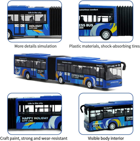 City Bus Die Cast Alloy Toy for Kids, Pull Back Metro Electric Bus with Sounds and Lights, Educational Gift for Ages 3+
