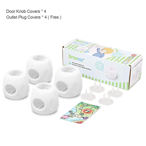 Door Knob Safety Cover for Kids, Child Proof Door Knob Covers, Baby Safety Handle Lockable Design (4 Pack)