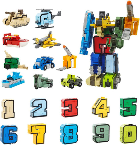VEAIS Number Transforming Toys, Alpha Bot Military Transforming Robet Toy for Tollders