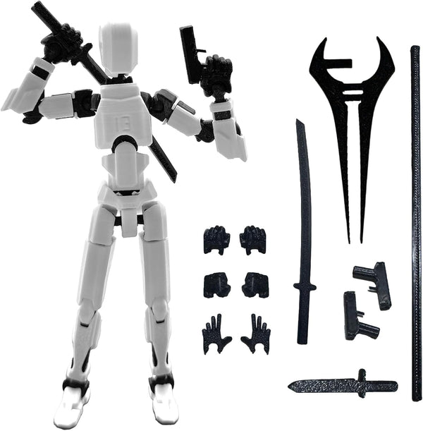 T13 Action Figure (Assembly Completed) 5.54-inch Movable Robot Dummy 13, Hand Painted Desk Decoration
