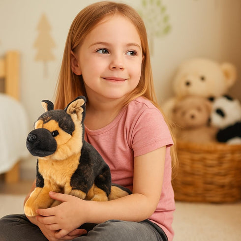 16 German Shepherd Stuffed Animal, Soft Realistic Dog Plush Toy for Boy and Girls, Huggable and Washable Non-Shedding
