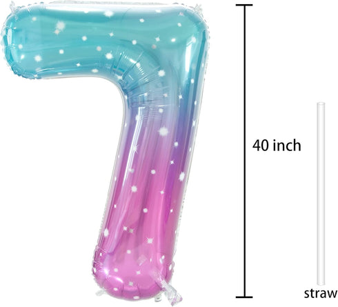 Large Number 7 Balloon - 40 Inch 7th Birthday Party Decorations Supplies for 7 Year Old Sign Decor