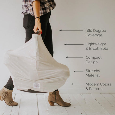 Parker Baby 4 in 1 Car Seat Cover for Girls and Boys, Stretchy Canopy, Nursing Cover, Grocery Cart Cover, "Desert"