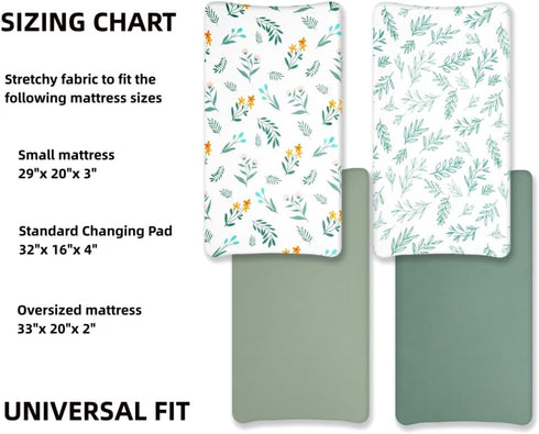 FIGEPO 4 Pack Sage Green Fitted Nursery Sheets Breathable Neutral Unisex Baby Sheets for Boys or Girls with Leaf