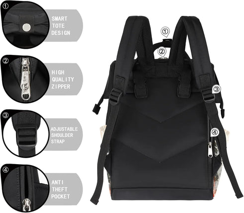 Hsnar Backpack Christmas Deer Waterproof Diaper Bag Large Capacity Baby Bag with Stroller Straps, Multi-Pocket Diaper