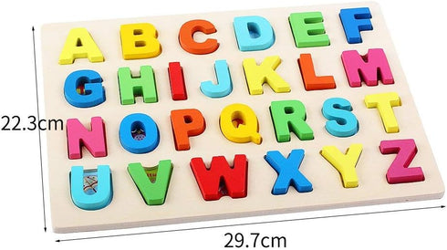 QZMTOY Wooden Puzzles for Toddlers – Alphabet Number Shape Puzzles – 3 in 1 Learning Puzzle Toys for Age 3+