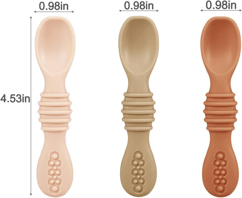 PandaEar 3 Pack Toddler Plates with 3 Spoons, 100% Silicone Divided Suction Plate for Babies, BPA-Free