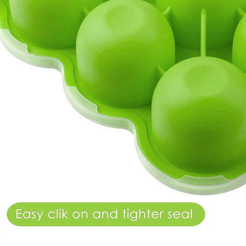 Samuelworld Baby Food Storage Container, 12 Portions x 2.5oz - BPA Free Silicone Freezer Tray with Clip-On Lid for Milk Storage, Homemade Baby Food, Vegetable & Fruit Purees - Green(For 6 Months+