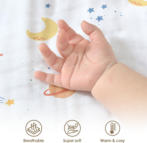 30x40 inches, Outer Space Baby Blankets for Boys, Soft Nursery Minky Blankets with Muslin and Dotted Fleece Back
