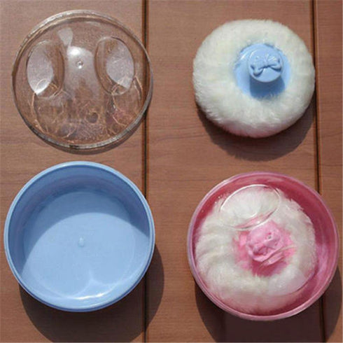 UTENEW Baby Soft Face Body Powder Puff Sponge Box Container Case, Pink