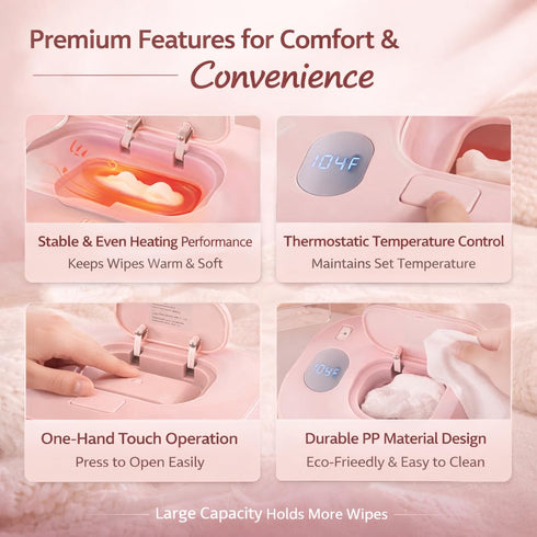 Plplaaoo Baby Wipe Warmer with Temperature Control Portable Wipe Warmer for Car and Home Use USB Powered Baby Wet Wipes
