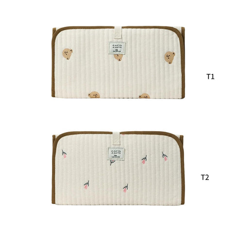 GKOXUQ Portable Baby Changing Pad Foldable & Water Proofing Mat Built-in Mesh Pocket for Newborns and Parents During
