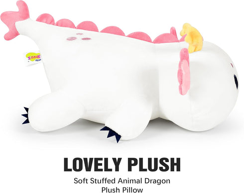 Onsoyours Chubby Dragon Stuffed Animal, Soft Huggable Plush Pillow, Kawaii Cute White Dragon Toy (10")