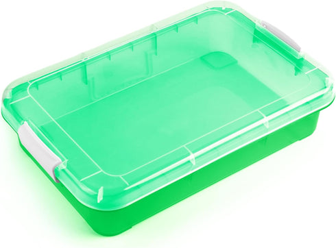 15 Inch Portable Sensory Bin Play Tray with Lid, Fill with Water, Sand, Beads and More (Green) for Kids Playtime