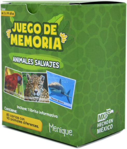 Menique, Juego de Memoria de Animales Salvajes en español. Wild animals Memory Matching game in Spanish.
