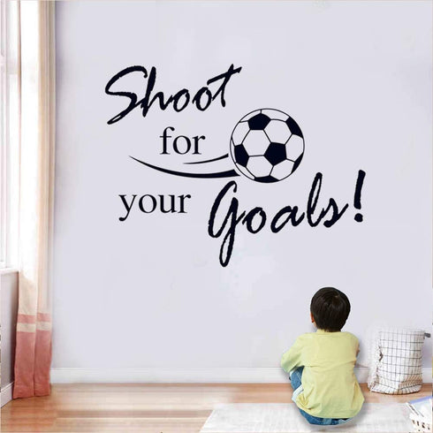 Soccer Stickers, “Shoot for Your Goals” Wall Art Soccer Ball Decals for Kids Room, Football Vinyl Sticker Decoration