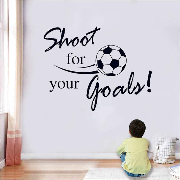 Soccer Stickers, “Shoot for Your Goals” Wall Art Soccer Ball Decals for Kids Room, Football Vinyl Sticker Decoration