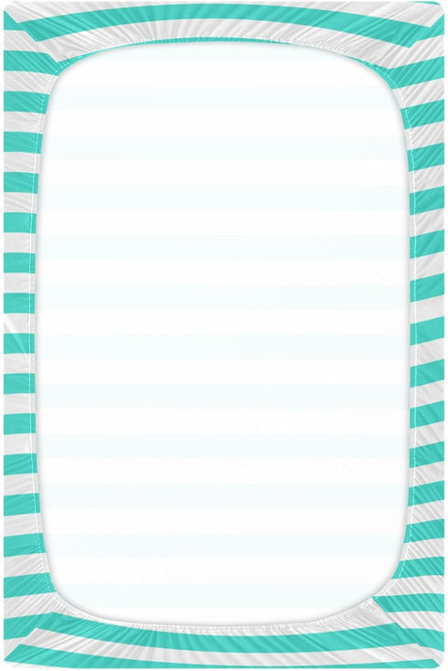 Pigsaly 27x39 Inch Crib Sheets Turquoise White Stripe Baby Sheet for Standard Crib Mattress Boys Girls Toddler Bed