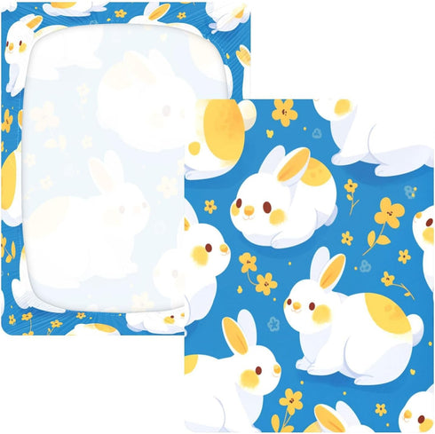 Bseiialft 52 28 Bunnies Flowers Blue Crib Sheets for Boys Girls Soft and Breathable Cotton Baby Sheets for Standard