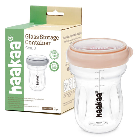 haakaa Glass Baby Food Storage Jar- Food Storage Container Airtight Lid-Wide Neck