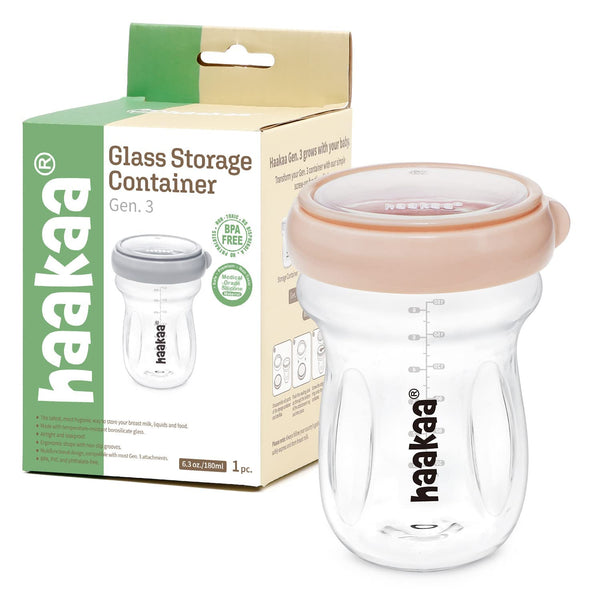 haakaa Glass Baby Food Storage Jar- Food Storage Container Airtight Lid-Wide Neck