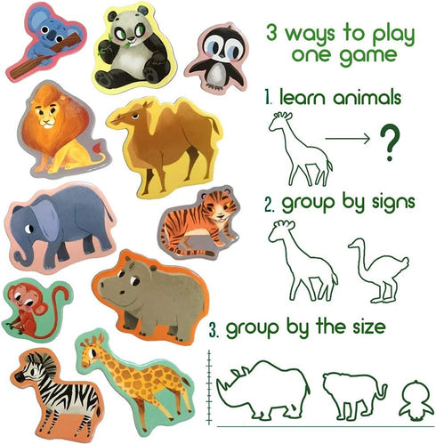 ZOO Animal Magnets for Kids, Real LARGE Fridge Magnets for Toddlers, Magnetic Educational Toys for 3 Year Old Baby