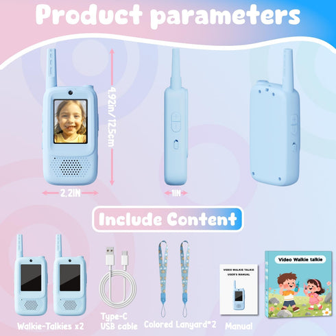 ANBURI 3-12 2 Pack Video Walkie Talkie Toys for Age Boys, Rechargeable Walkie Talkies with Screen, Christmas Birthday