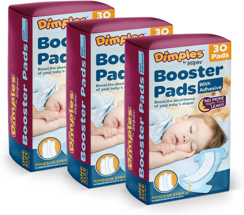 Inspire Dimples Booster Pads, Baby Diaper Doubler with Adhesive - 1 Size