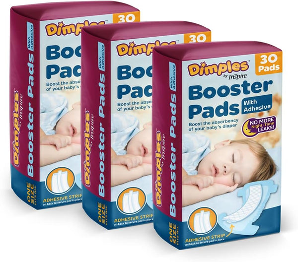 Inspire Dimples Booster Pads, Baby Diaper Doubler with Adhesive - 1 Size