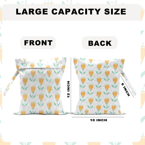 DHKG 2 12x10 Inch, PCS Tulip Travel Laundry Bags Waterproof Reusable Wet Bag with Handle,Wet Dry Bag for Swimsuit