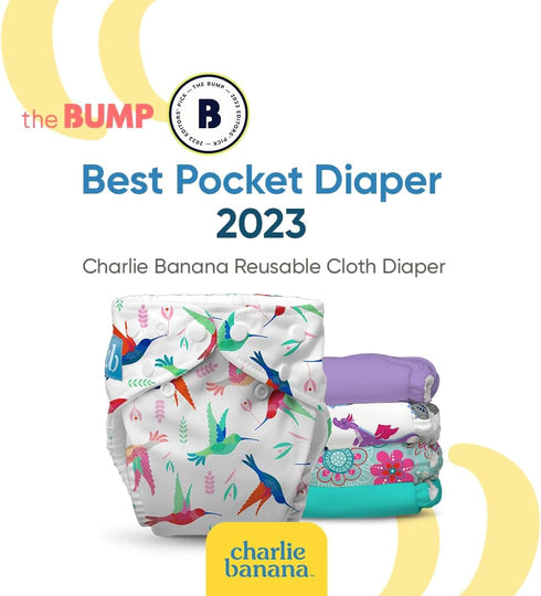 1 Pack Charlie Banana Cloth Diapers, Reusable, Washable, Adjustable One Size Diaper, for Babies and Toddlers