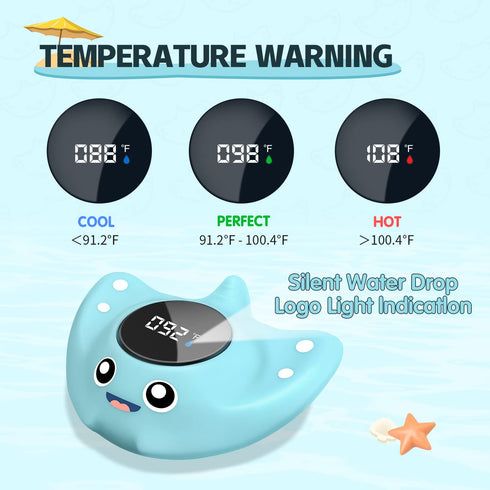 Baby Bath Thermometer - BabyElf Safety Floating Bathing Toy for Infants, Upgraded Mute Visual Alert