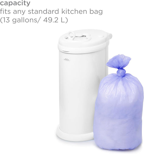 Pack, 25 Count, 13-Gallon Ubbi Diaper Pail Plastic Bags, Disposable Baby Waste Bags, Single Bags
