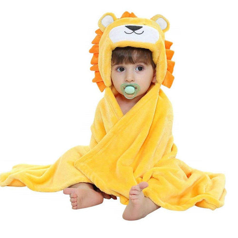 Vauwmsr Baby Hooded Blanket, Ultra Soft Warm Newborn Infant Swaddle Wrap Bath Shower Towel, 25.6" x 39.4", Yellow